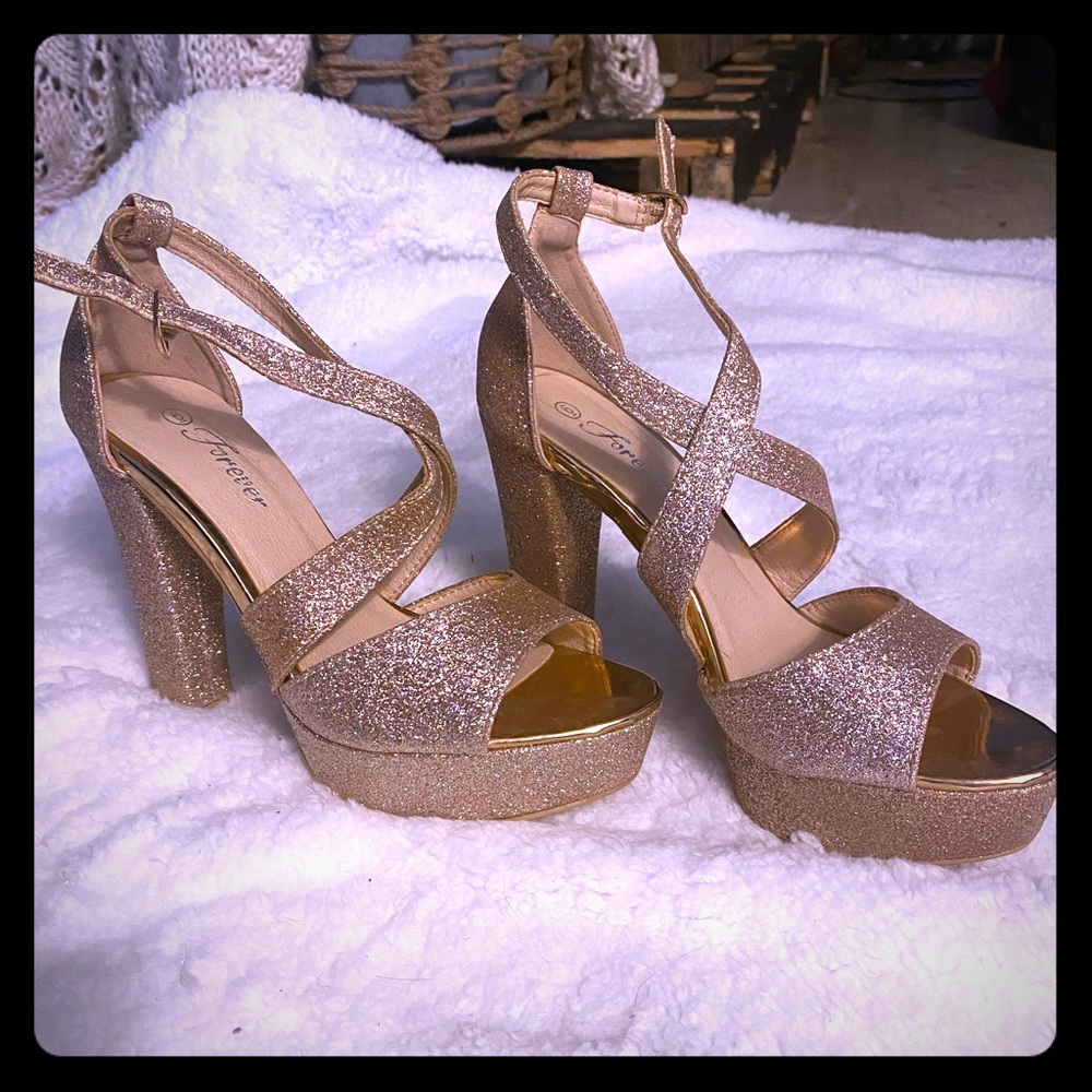 Rose gold glitter heels